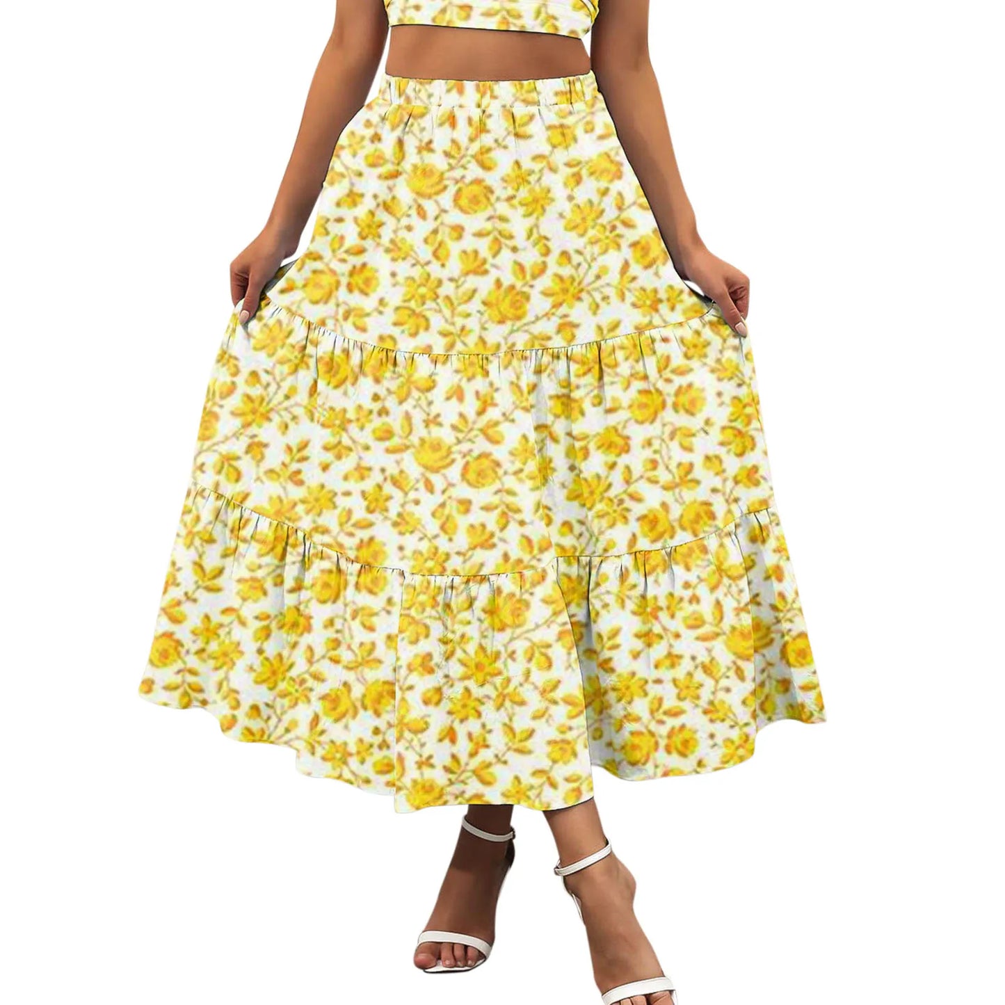 Bohemian Floral Print Skirt Women 2024